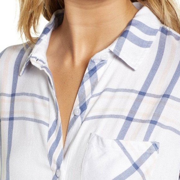 NEW RAILS Hunter Plaid Shirt In Indigo Powder Blus - Picture 4 of 8